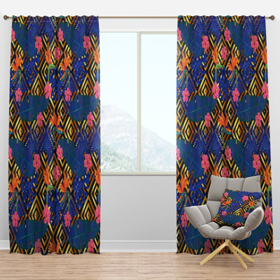 Abstract Retro Design I - Abstract Curtain - Velvet Room darkening - 1 panel