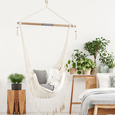  Chaise hamac en tissu Tahiti avec barre d'écartement et quincaillerie, naturel