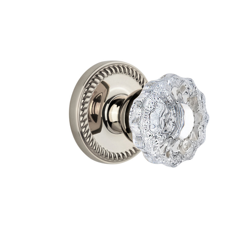 Grandeur Newport Rosette Privacy with Versailles Crystal Door Knob, Polished Nickel, 2 3/8"