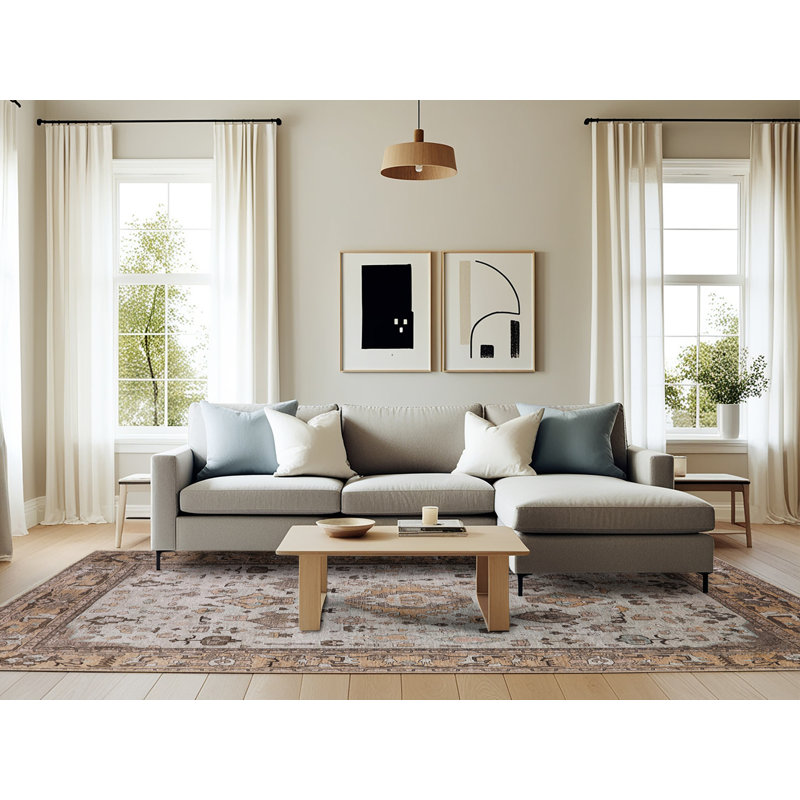 Tapis brun à motif oriental, Rectangle 6 pi x 9 pi