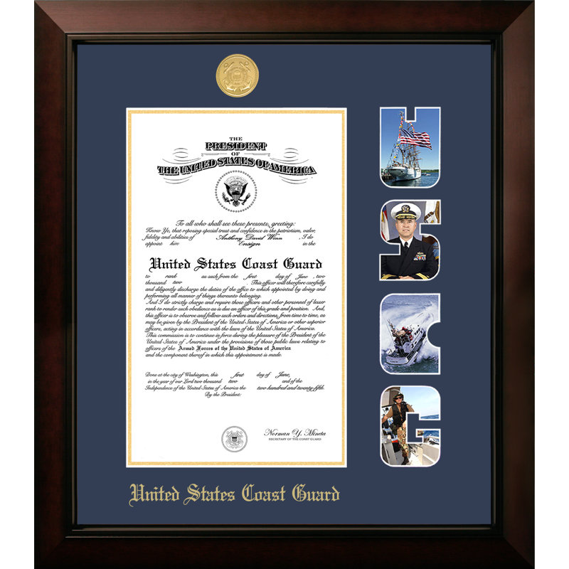 Cadre photo pour le certificat coast guard, 8.5 po X 11 po, Or