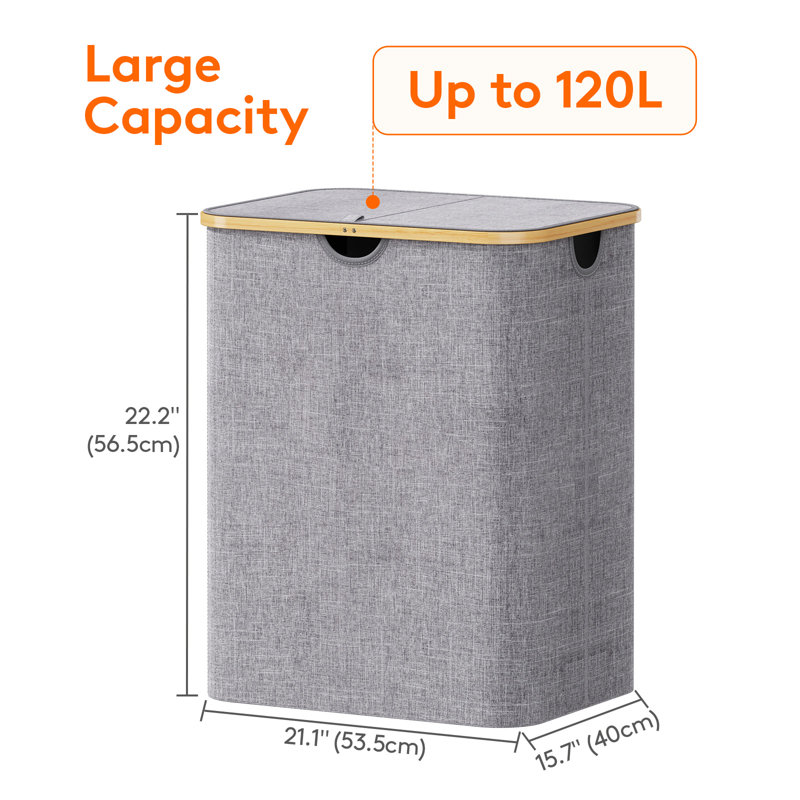 Laundry Hamper And Waste Basket Set, Light Grey