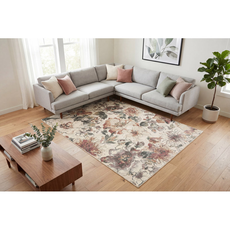Trost Floral Indoor Rug, Rectangle 2' x 3'11"