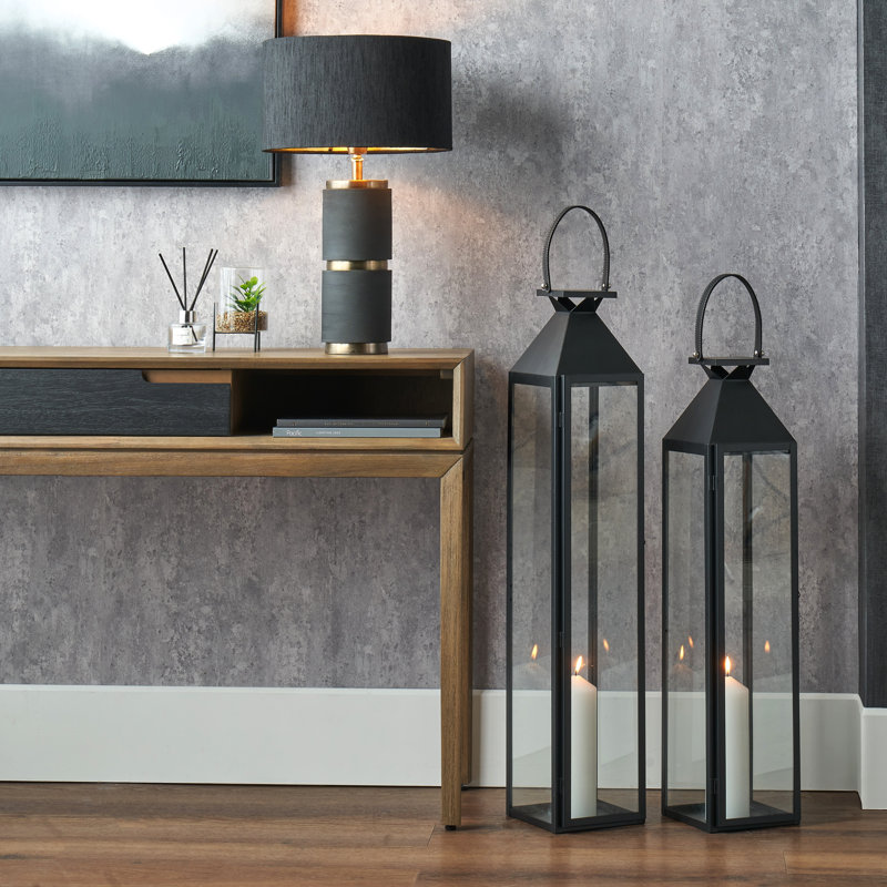 Metal Lantern, 81cm H x 19cm W x 81cm D, Black