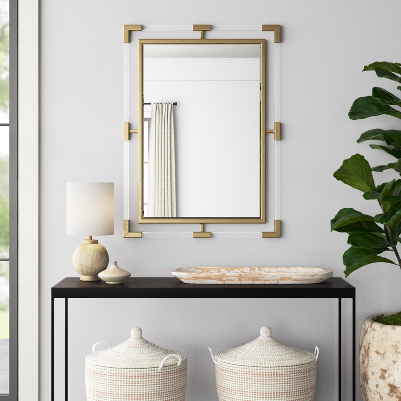 Ingimar Wood Rectangle Wall Mirror, Brushed Gold