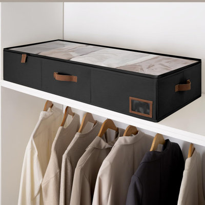 Underbed Storage Organizers,2-Pack Fabric Bins with Reinforced Handles & Label Pockets for Clothes,Blankets,and Seasonal Items