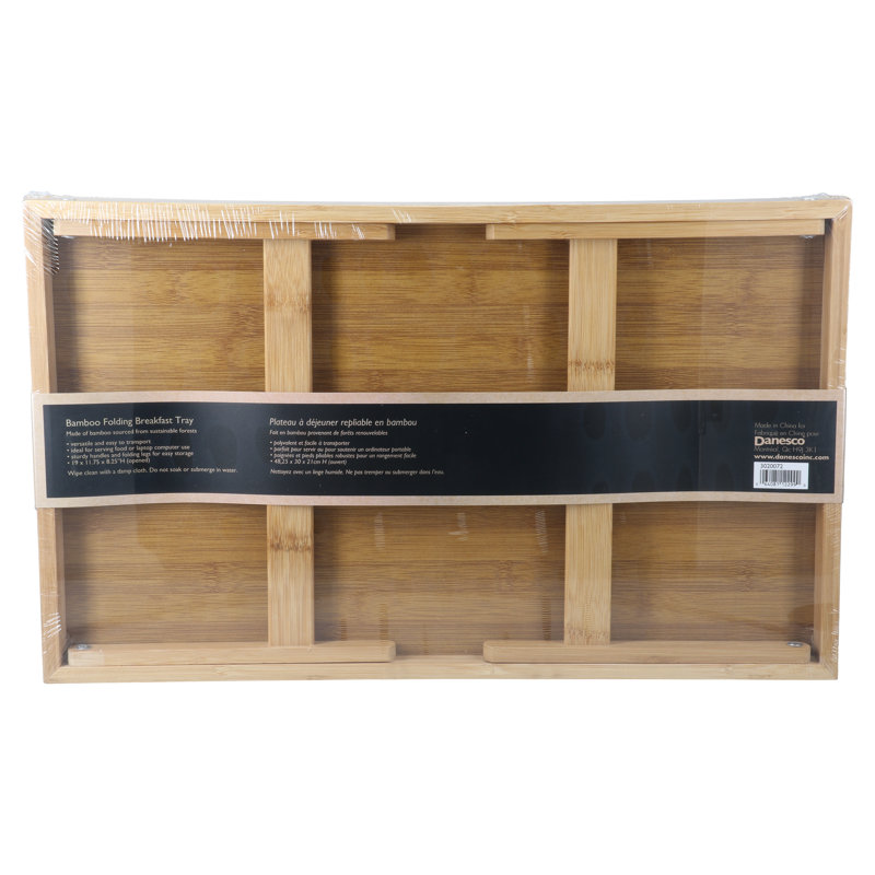 Natural Bamboo Folding Breakfast Tray with Black Finish