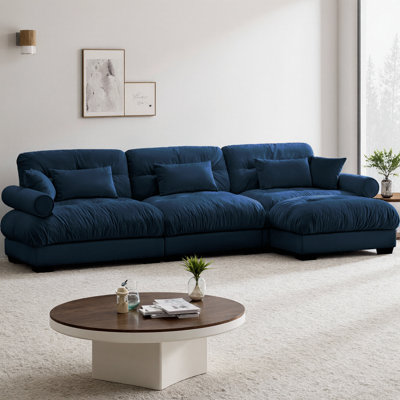 Canapé modulaire en L surdimensionné en velours avec repose-pieds mobile Comfort