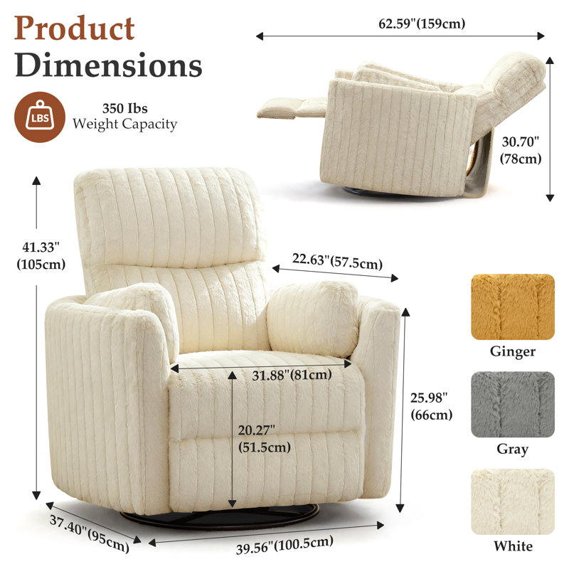 40" W Power Swivel and Rocker Recliner, Sand/Beige