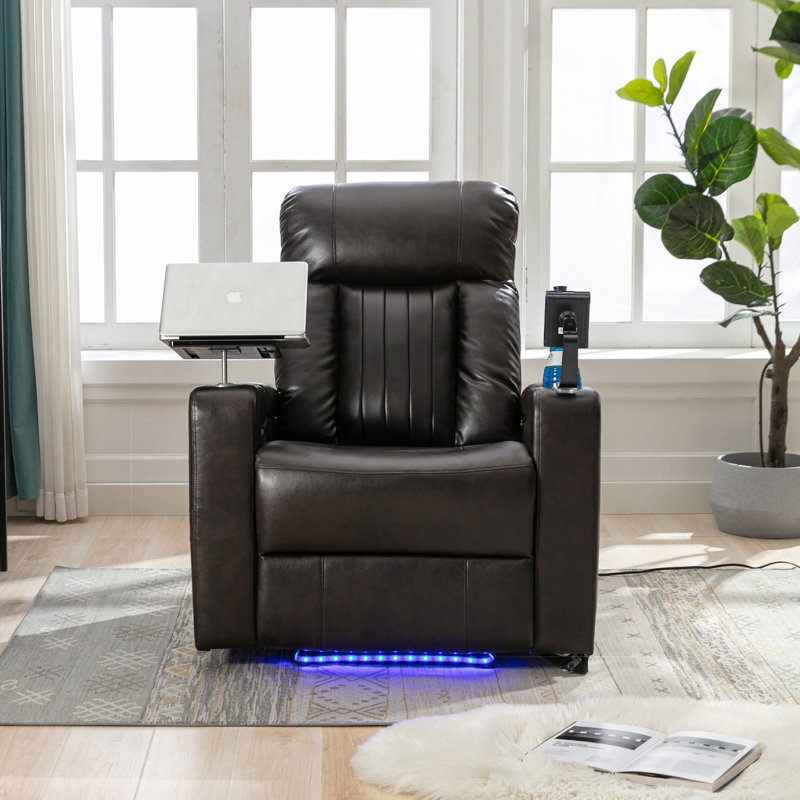 Fauteuil inclinable électrique Premium avec bras de rangement, porte-gobelets, plateau pivotant et support pour téléphone portable
