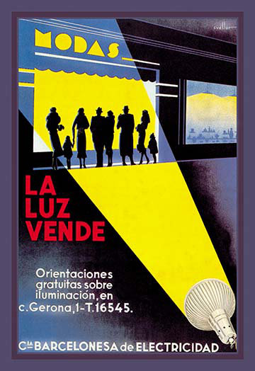 « la luz vende » par j. cuellar-impression publicitaire, H 36 po x l 24 po x P 1,5 po