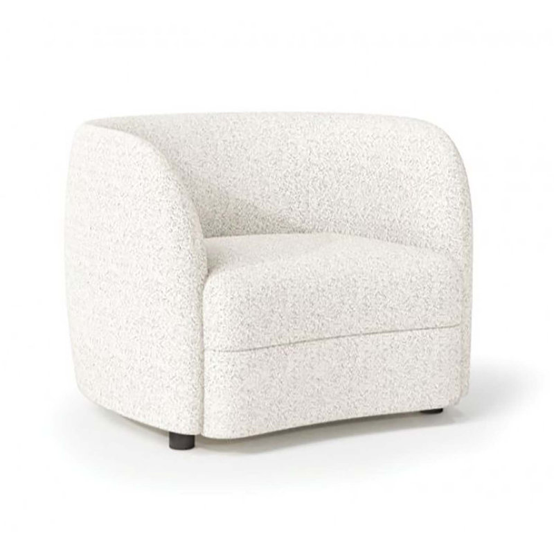 Fauteuil demi-tonneau de 43,25 po de largeur, Bouclé blanc cassé