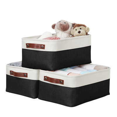 Fabric Storage Bins Collapsible Storage Baskets w/Handles | Spacious Closet Organizers 22073