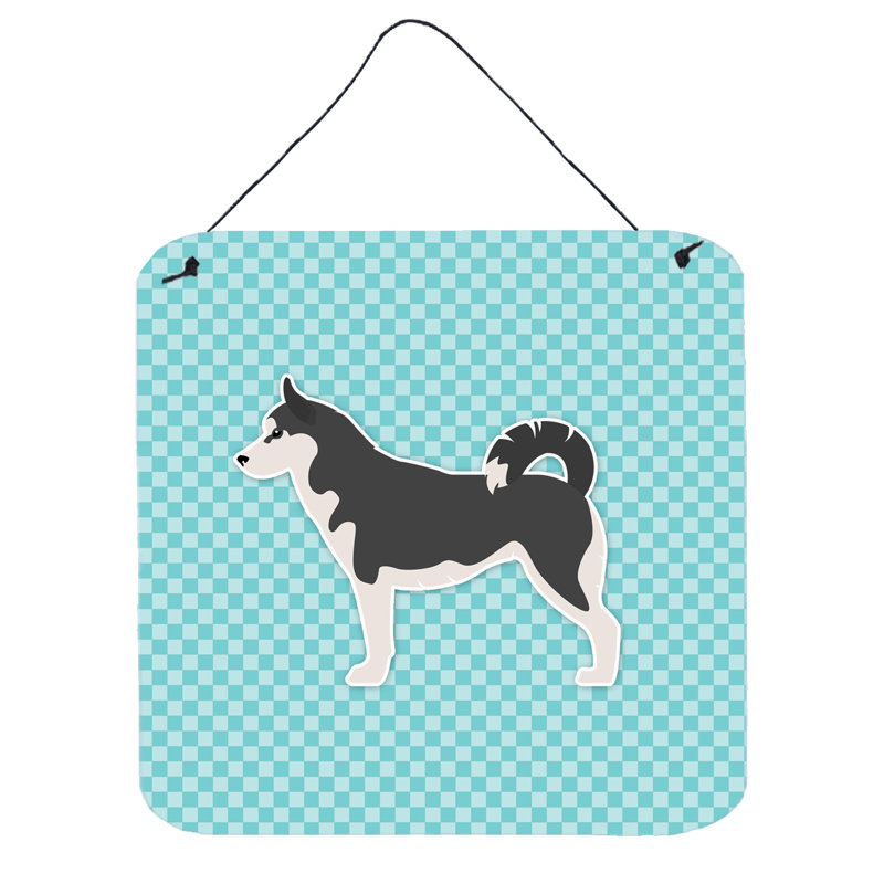 Décoration murale damier de husky sibérie, Bleu