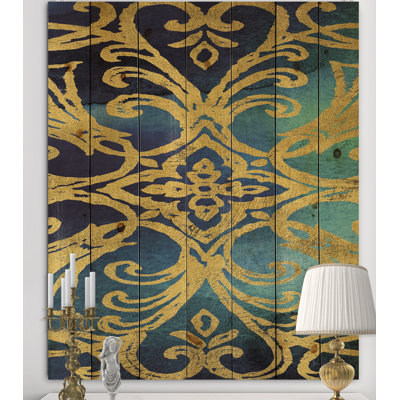 Metallic Glam Indigo Form I - Transitional Print on Natural Pine Wood