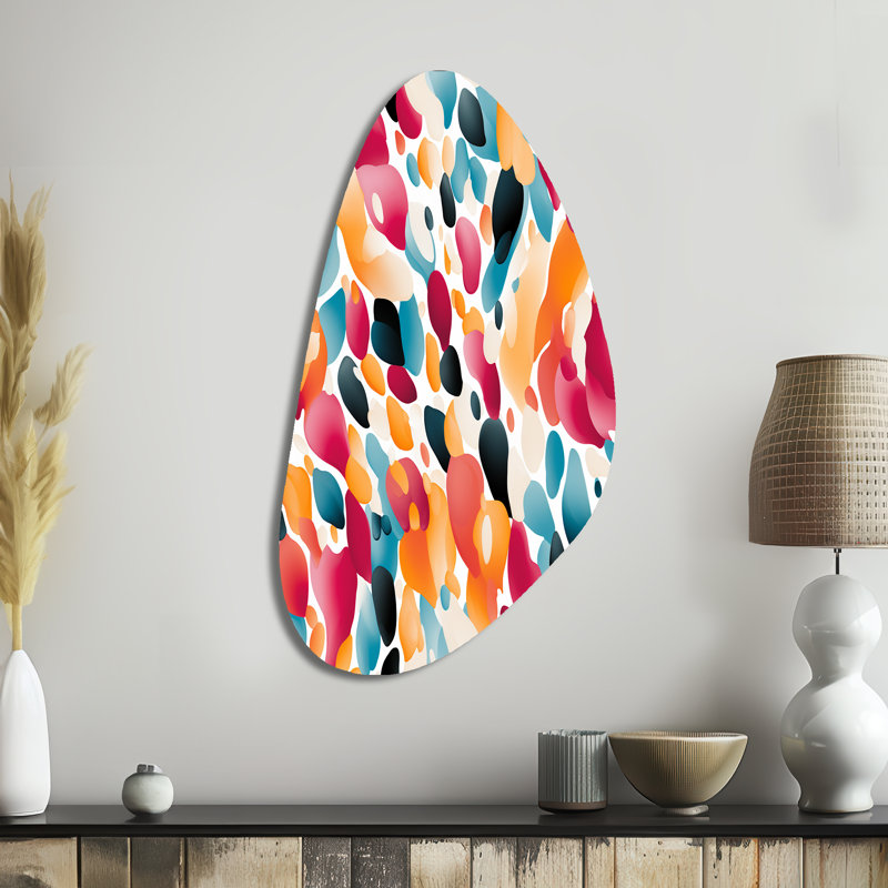 «Pink and Blue Vibrant Abstract Wilderness», reproduction d'art asymétrique moderne, H 39 po x l 21 po x P 1 po