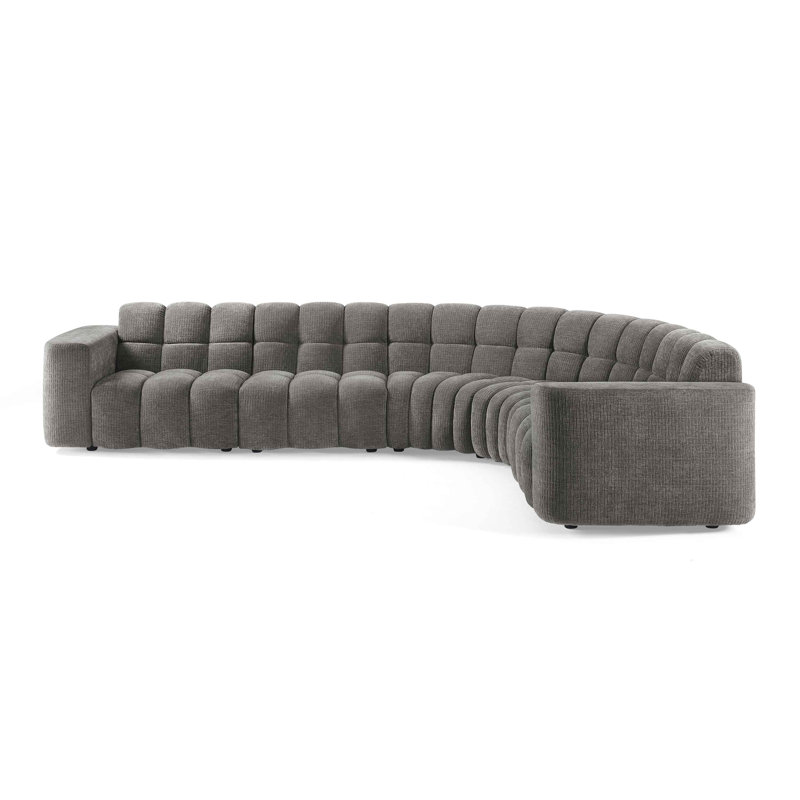 Jacobi Minimore Modern Style 145.3" W Marigold L Shape Type2 6S Sofa, Gray Chenille