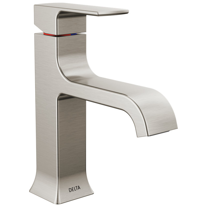 Velum Single Hole Curved Bathroom Faucet with Drain Assembly, Single Handle Bathroom Sink Faucet, Stainless