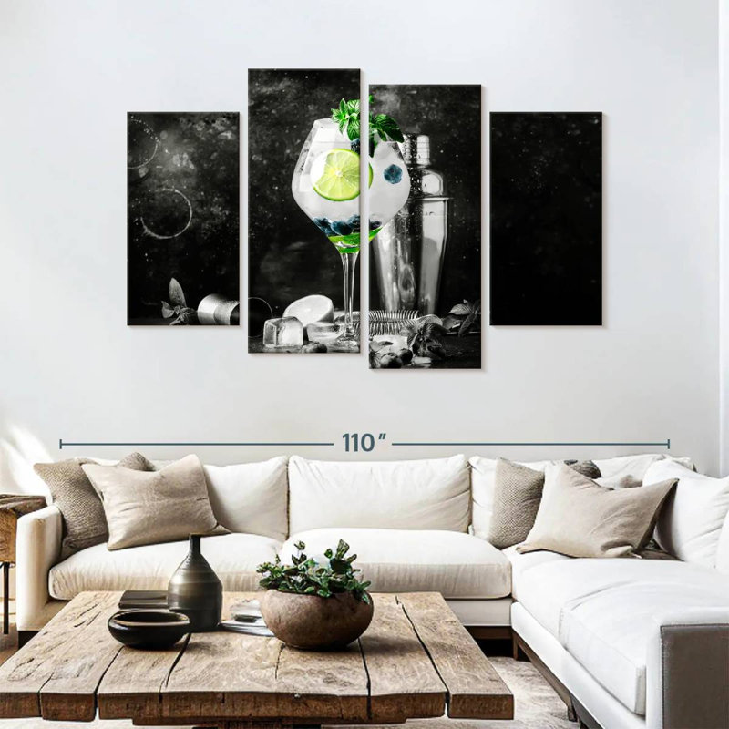 Yarlin, citron, bleuets et cocktails, H 54 po x l 84 po