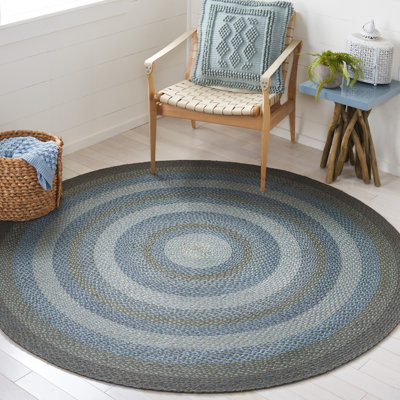 Tapis tressé à motif géométrique en jute