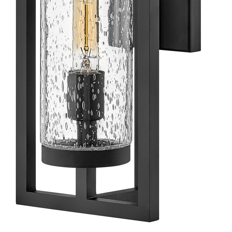 Cordillera Seeded Glass Outdoor Wall Lantern, Black, 20" H x 7.5" W x 7" D