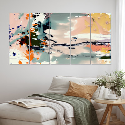 «Autumn Of Retro Groove Abstract Expressionism II», reproduction sur toile abstraite - 5 panneaux égaux