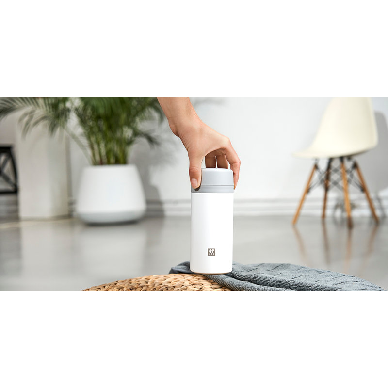 ZWILLING Thermo 14.2 Oz Tea & Fruit Infuser Bottle, Silver/White