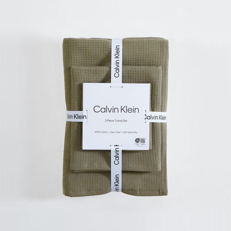 Ensemble de serviettes en coton 3 pièces Essence Calvin Klein Eternity, Vert foncé