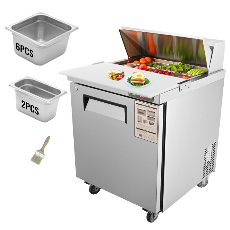 Stainless Steel Commercial Food Prep Table with Refrigerator