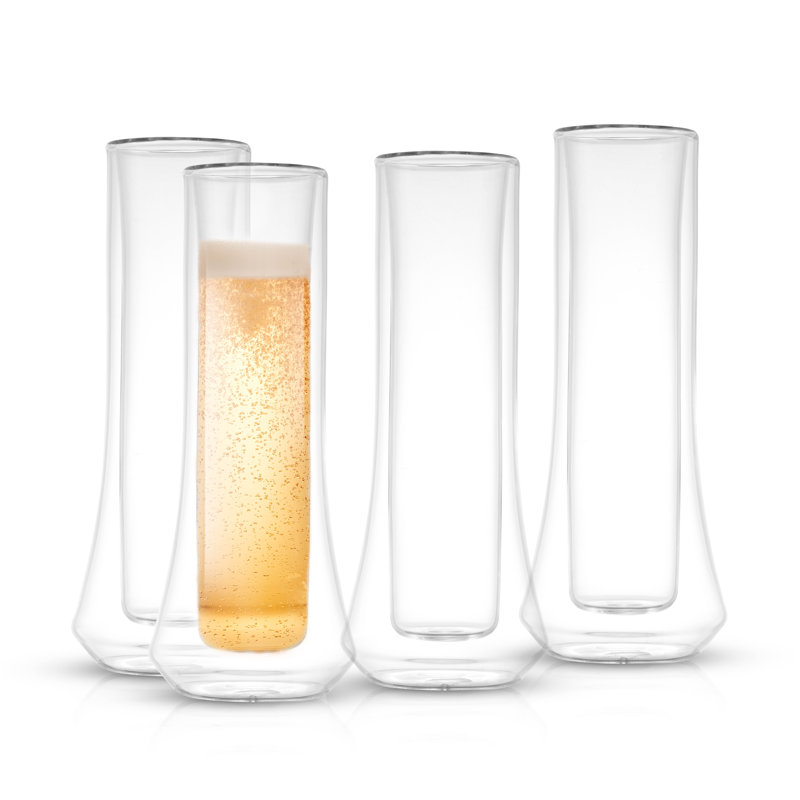JoyJolt Cosmo Double Wall Glass Champagne Flute, 5oz