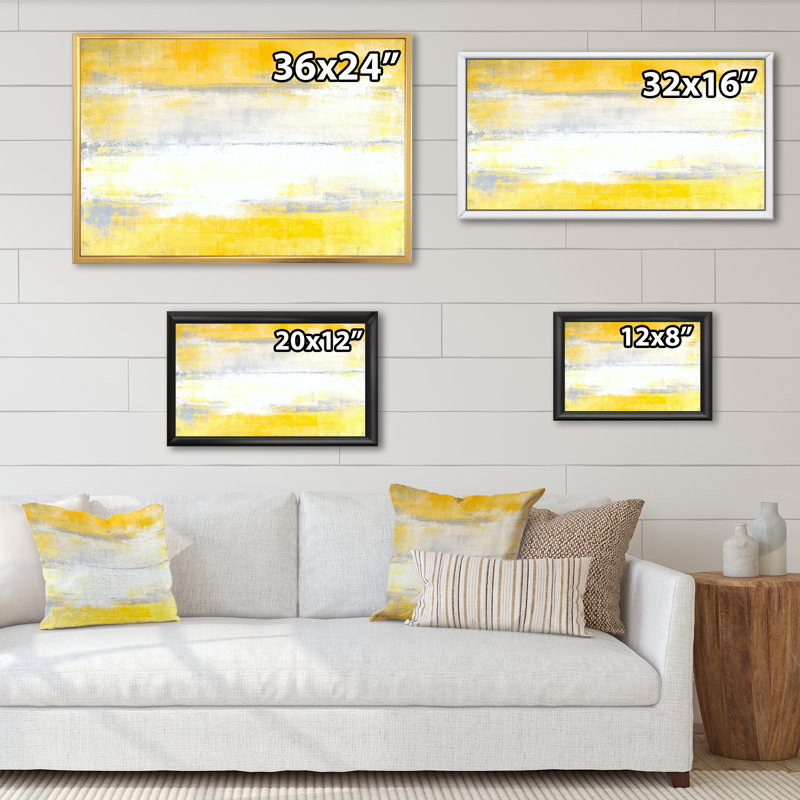 «Gray Meets Yellow Modern Art X III», reproduction d'art sur toile, H 8 po x l 12 po x P 1 po