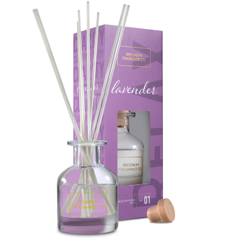 Brooklyn Fragrance Co. Aroma Reed Diffuser - Long Lasting Premium Fragrance - Air Freshener For Home Lavender Scents - Reed Diffuser For A Large Room - 100ml