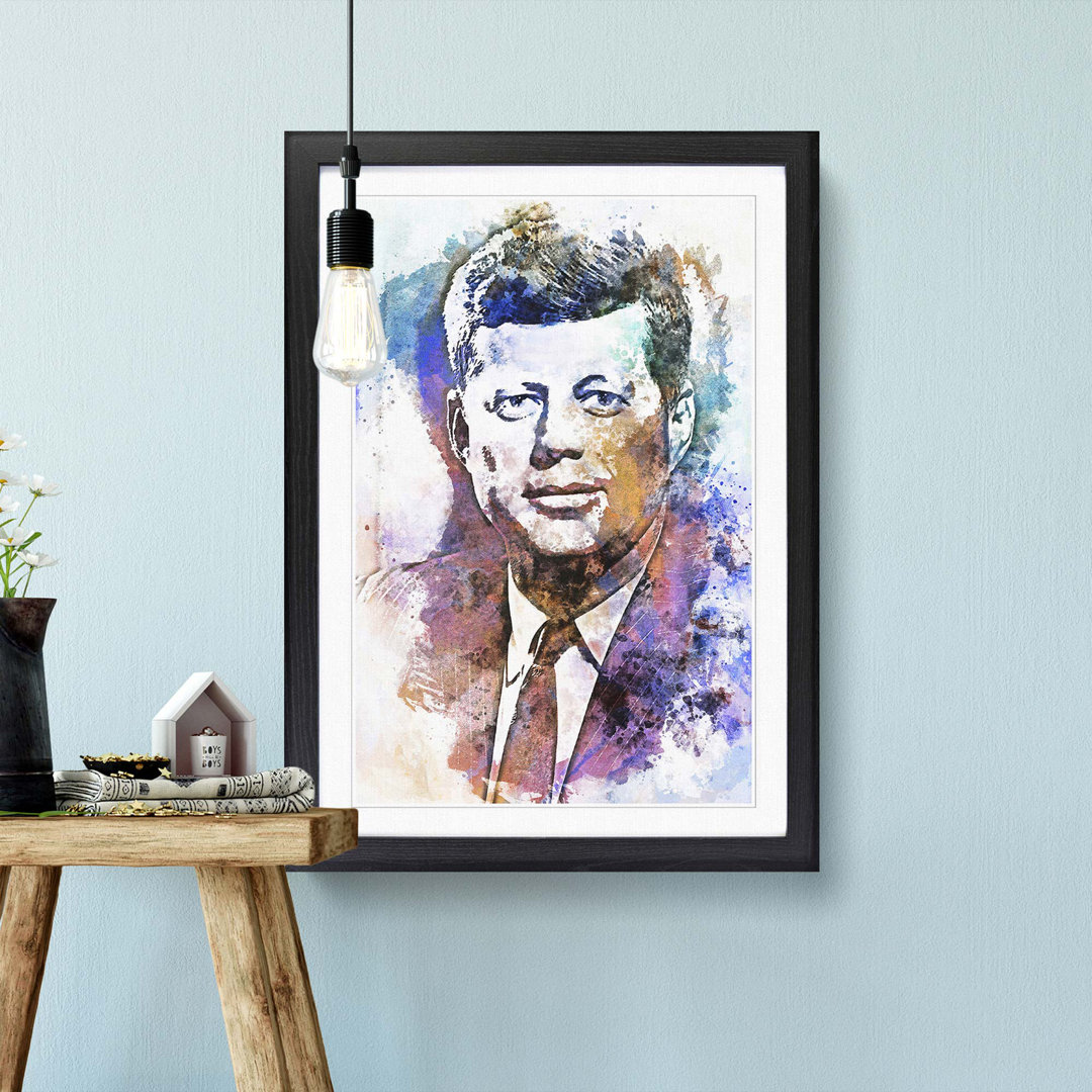 John F Kennedy JFK in Abstract - Framed Print