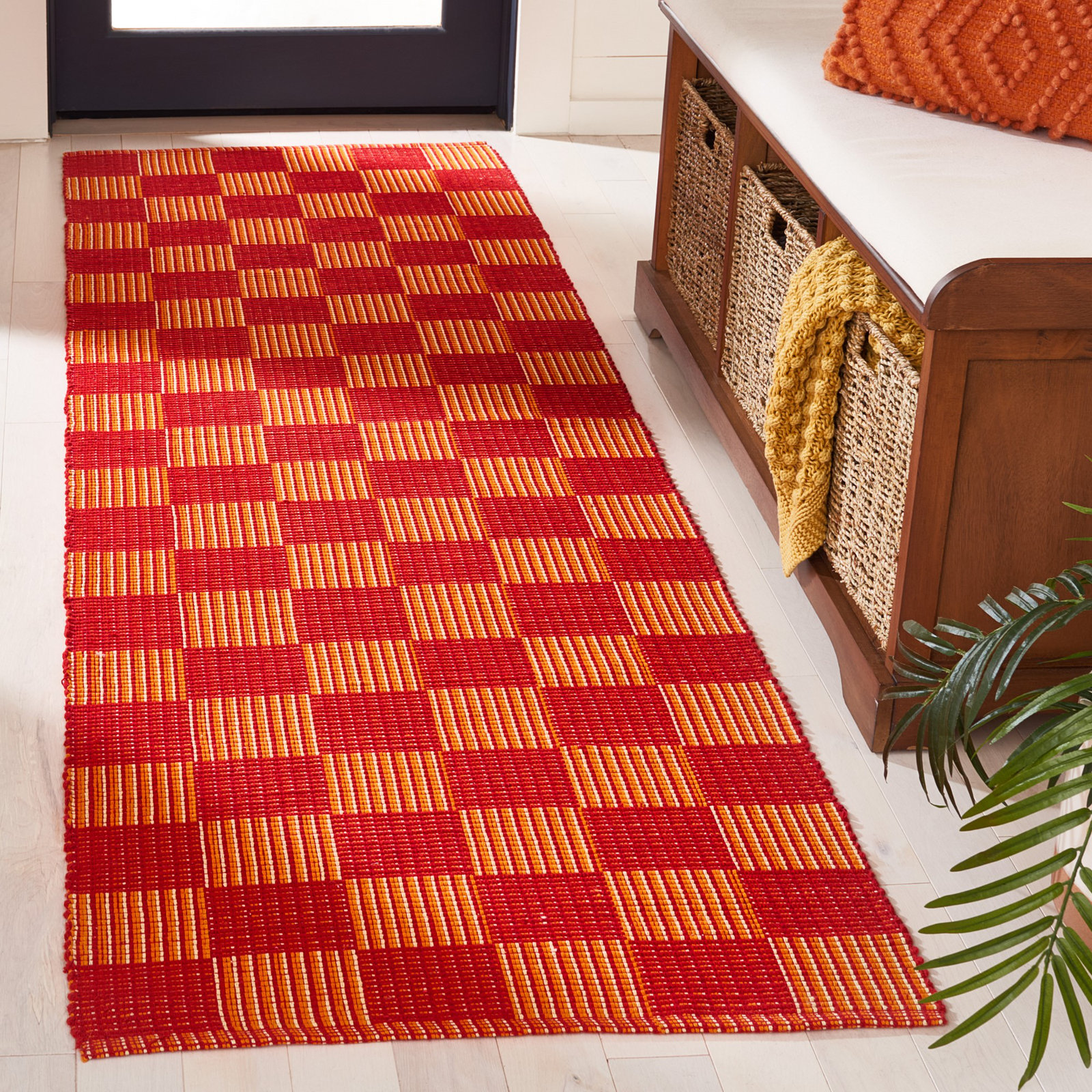 Della Power-Loomed Geometric Cotton Rug, Runner 2' 3" x 8'