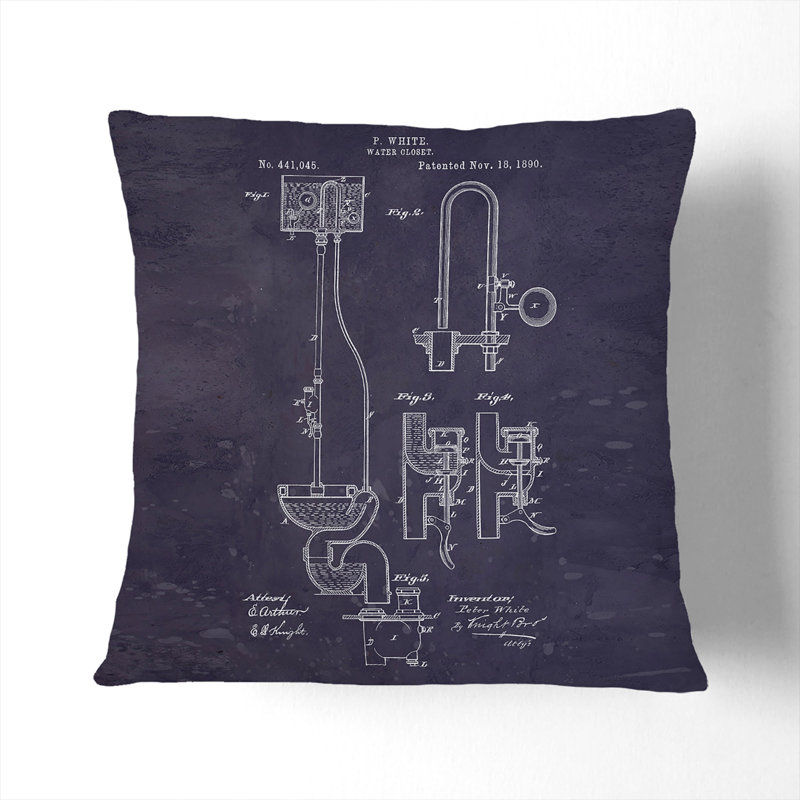Toilet Water Closet Patent Dark Scatter Cushion, 55cm H x 55cm W x 20cm D