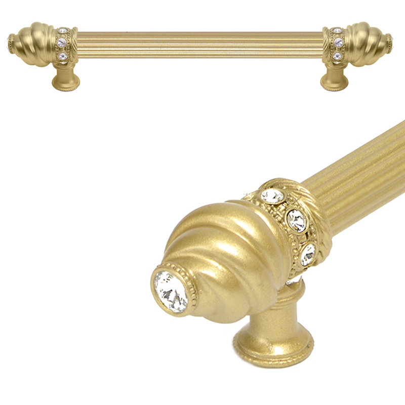 Caché avec une longue poignée centrale de 5/8 po avec 16 cristaux Swarovski transparents, Or doux, 6"