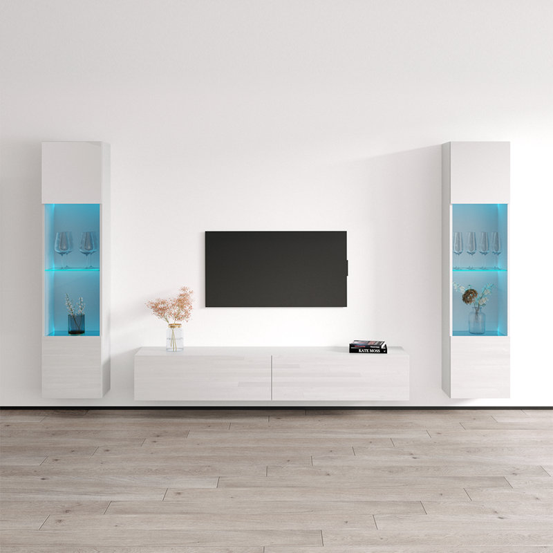 Meuble audio-vidéo 102,5 po Gisberto, Blanc