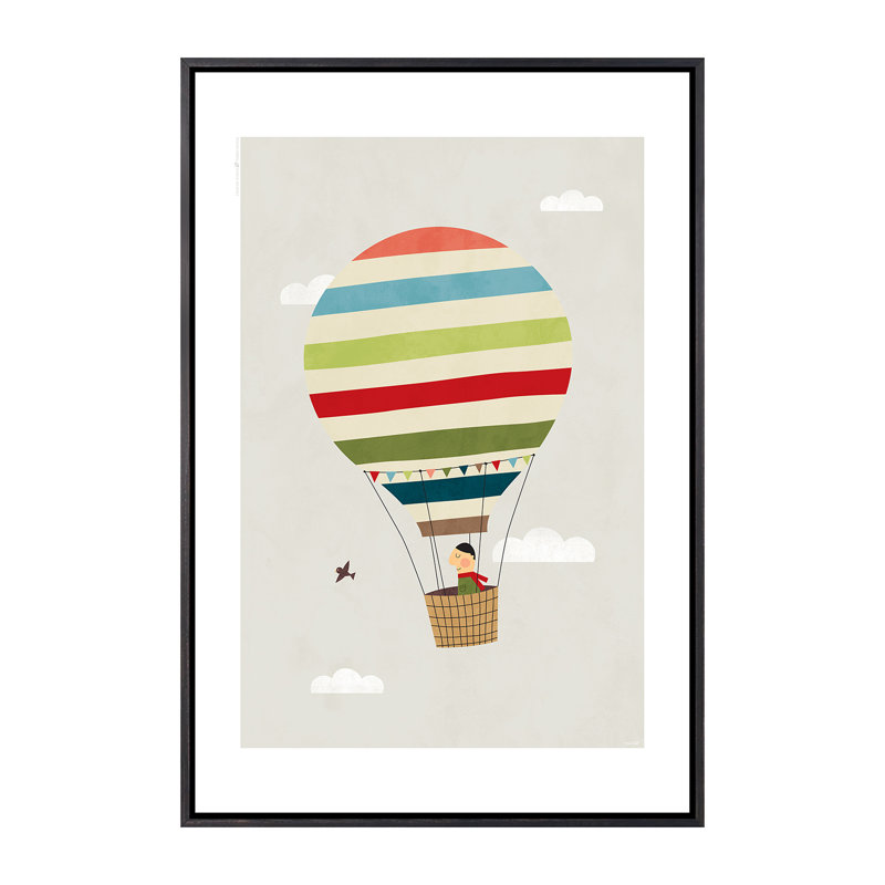 Ballon - imprimé, Toile avec cadre noir patiné, Pas de tapis, H 60 po x l 40po x P 1,5 po