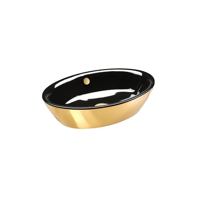 23.62'' L Bathroom Sink, Black/Gold
