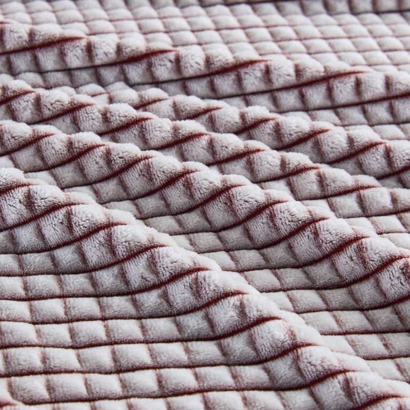 Couverture moelleuse avec motif sculpté, Lit simple, Géométrique rouge