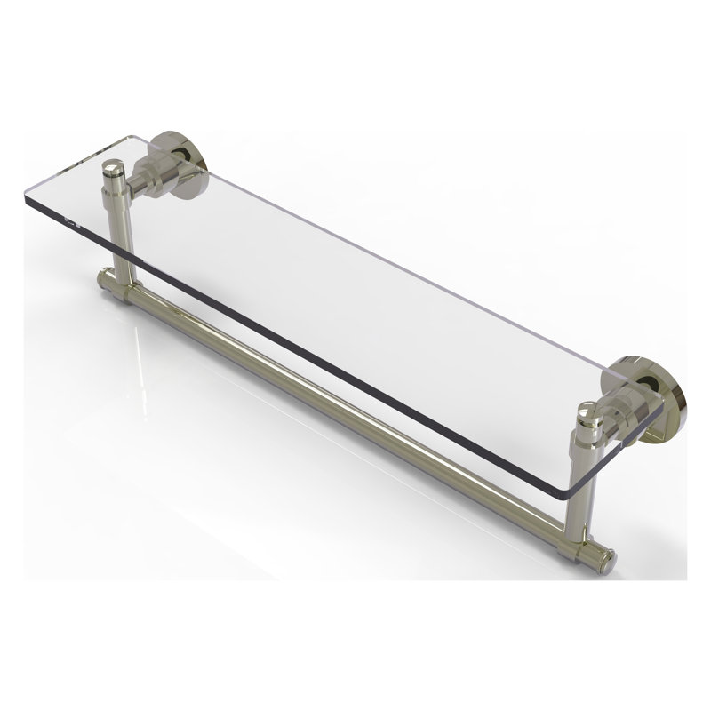 Arviso Bracket Shelf with Towel Bar, Polished Nickel, 22" W x 8" H