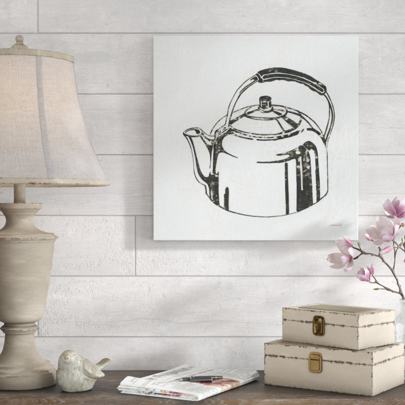 « Tea Kettle » par Kathrine Lovell-peinture sur toile, H 20 po x l 20 po