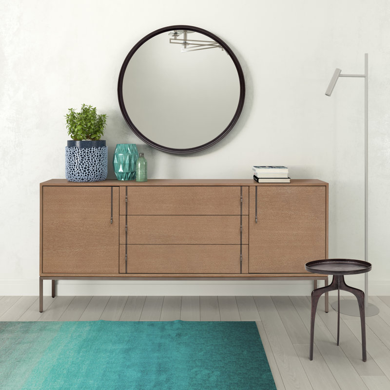 Samar Round Mirror, 39" H x 39" W, Raw Bronze