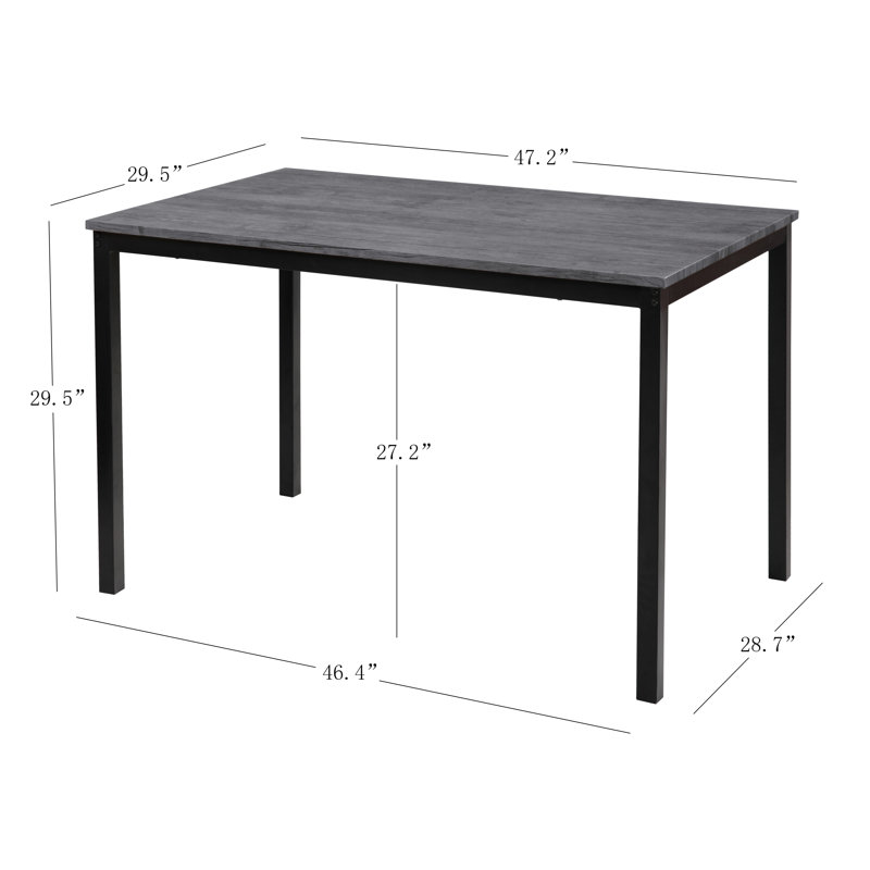 Millard 4-Person Metal and Wood Dining Table, Gray