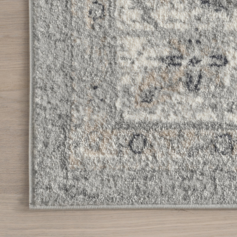 Tapis gris clair tissé à la machine Edwa, Rectangle 13 pi x 15 pi