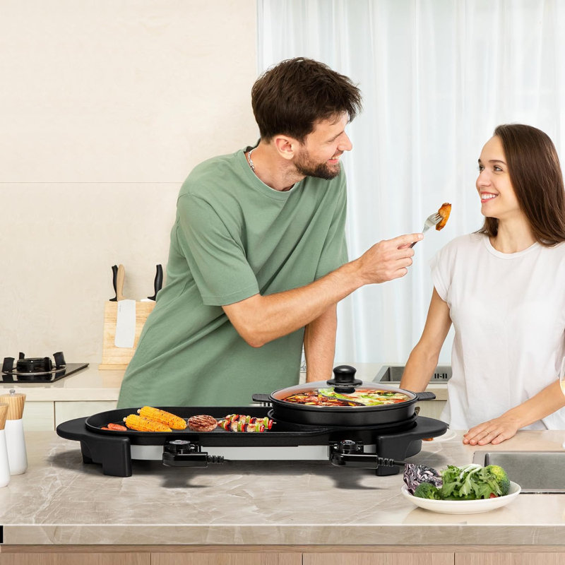 VIVOHOME 28'' Non Stick Electric Grill with Glass Lid
