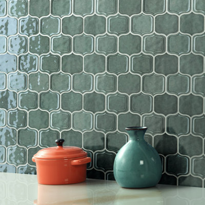 Carreau de mosaïque en verre brillant 11,86 po x 10,79 po Classic