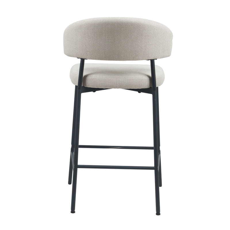 Modern Curved Back Counter Stool (Set Of 2), Ivory