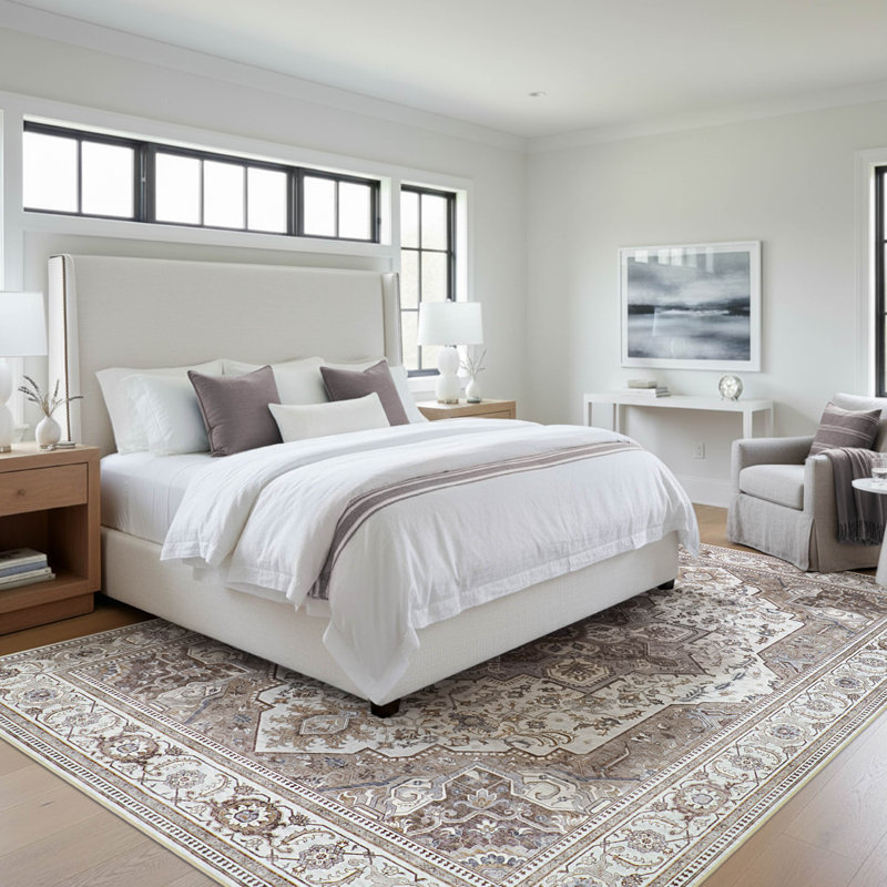  Wyatt & Ash Dream Mink Rylan Printed Chenille Rugs, Beige, 7'10" x 10'