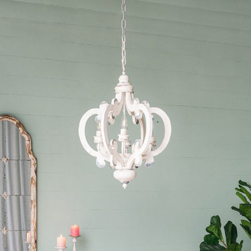 Lustre en bois French Country, Beige
